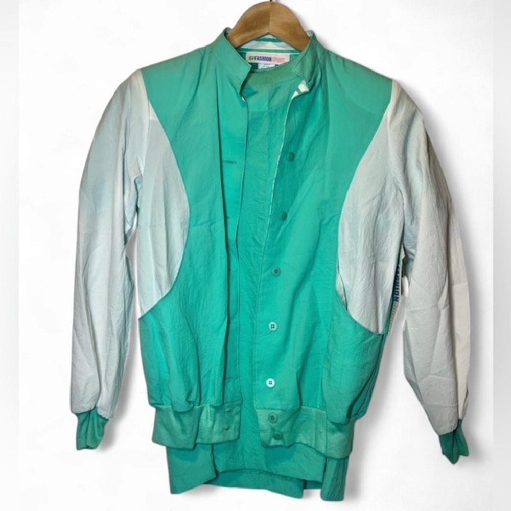 Vintage 70s Fashion Spirit Women Medium Mint Shirt‎ and Jacket Deadstock Set